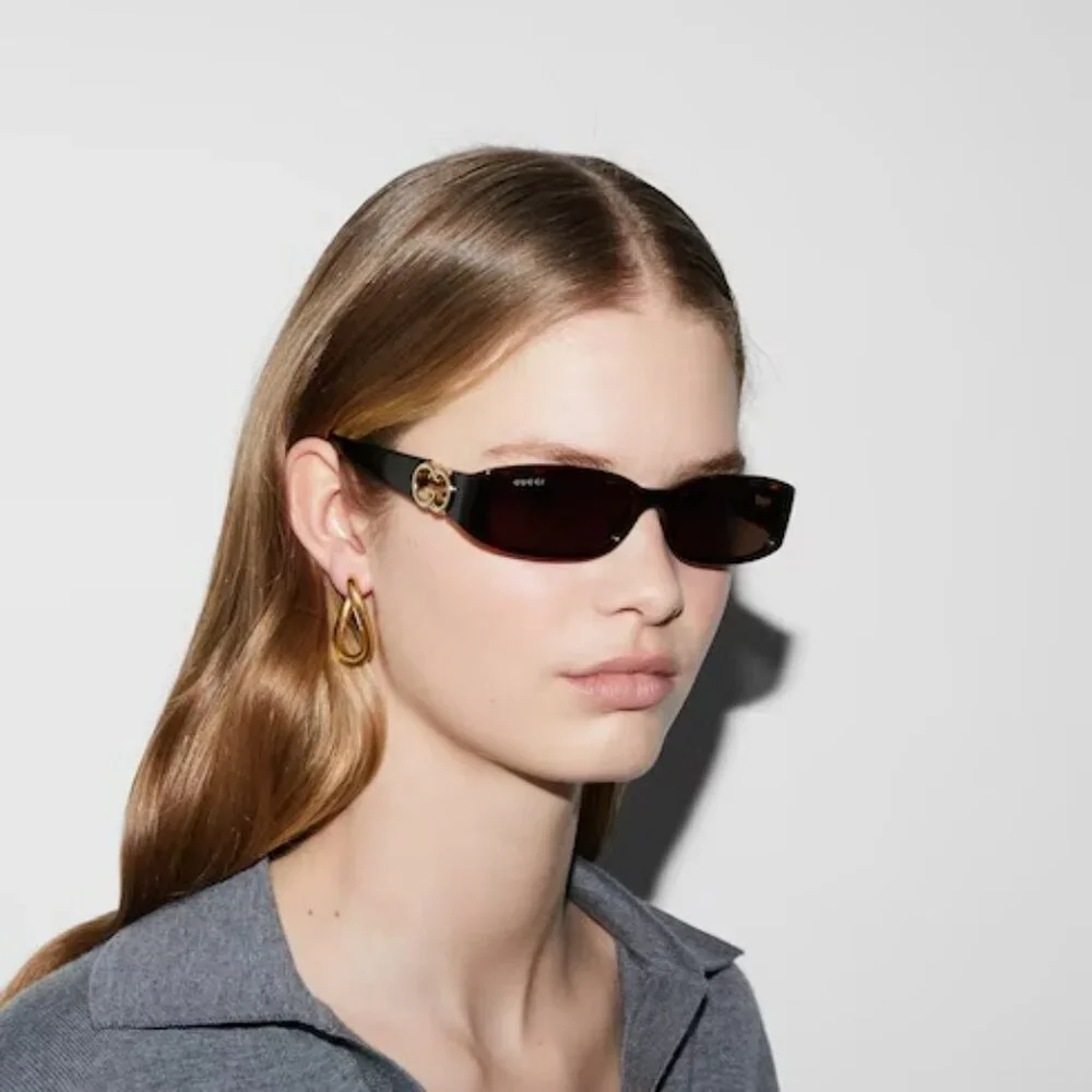 Gucci GG1661S 001 BRAND NEW Sunglasses Black Grey Rectangle Unisex